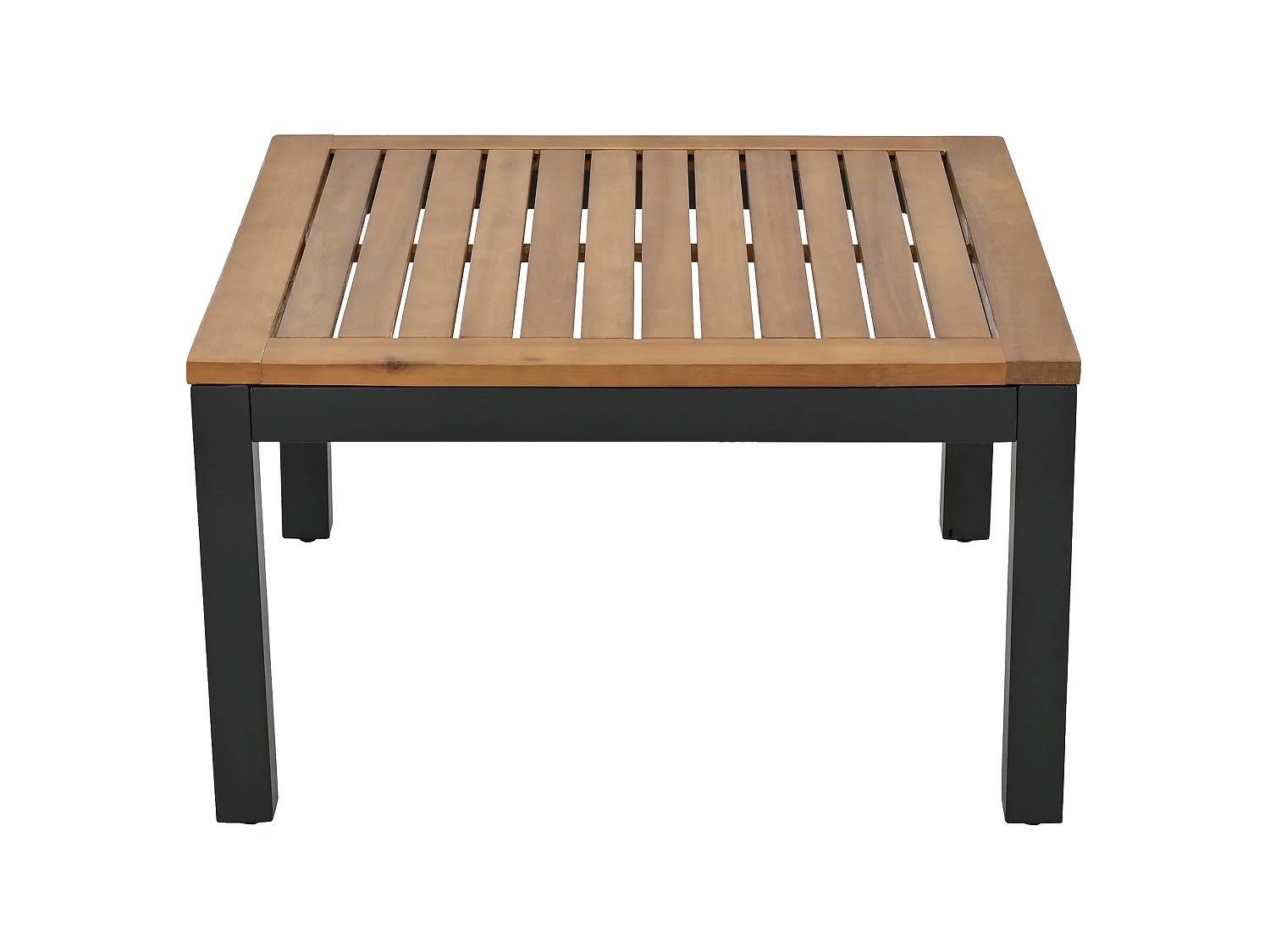 Salon de jardin 120x60x66 cm, 2 canapés 2 places, 2 tables dappoint, 1 table, pieds réglables, fer gris