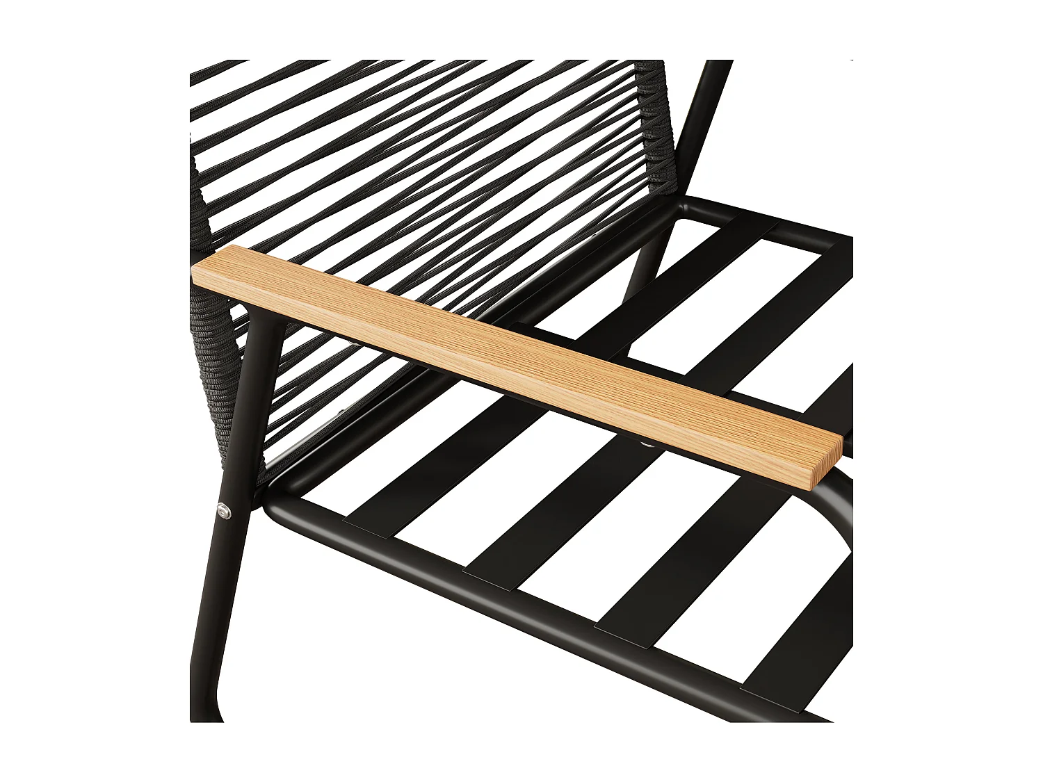 Salon de Jardin Bas 4 Places avec Fauteuils et Table - Pieds Réglables et Coussins - Fer Zingué et Verre Trempé - Noir