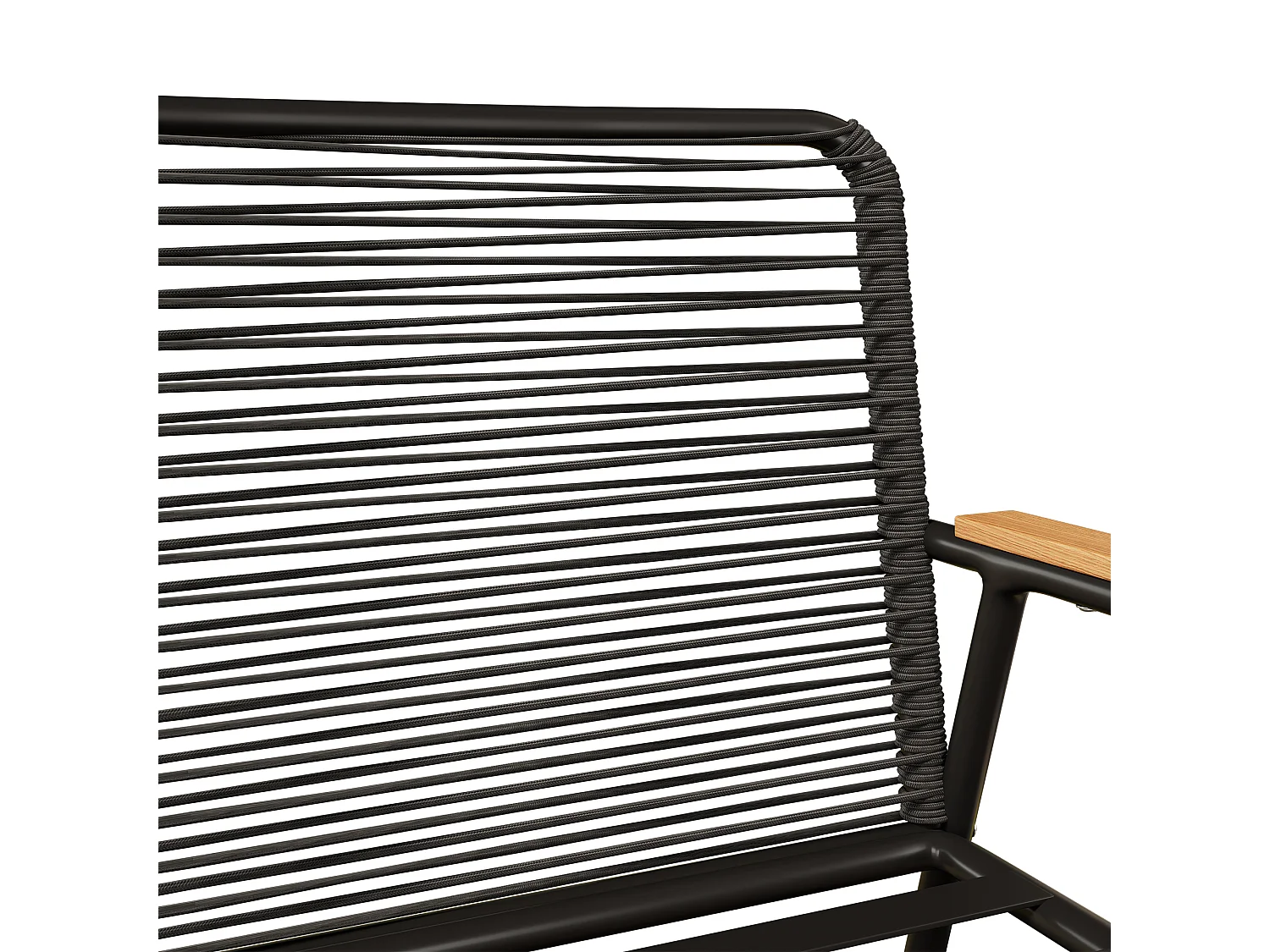 Salon de jardin 4 places, canapé 118x65x78 cm, pieds réglables, plateau en verre trempé, coussins inclus, métal polyester noir