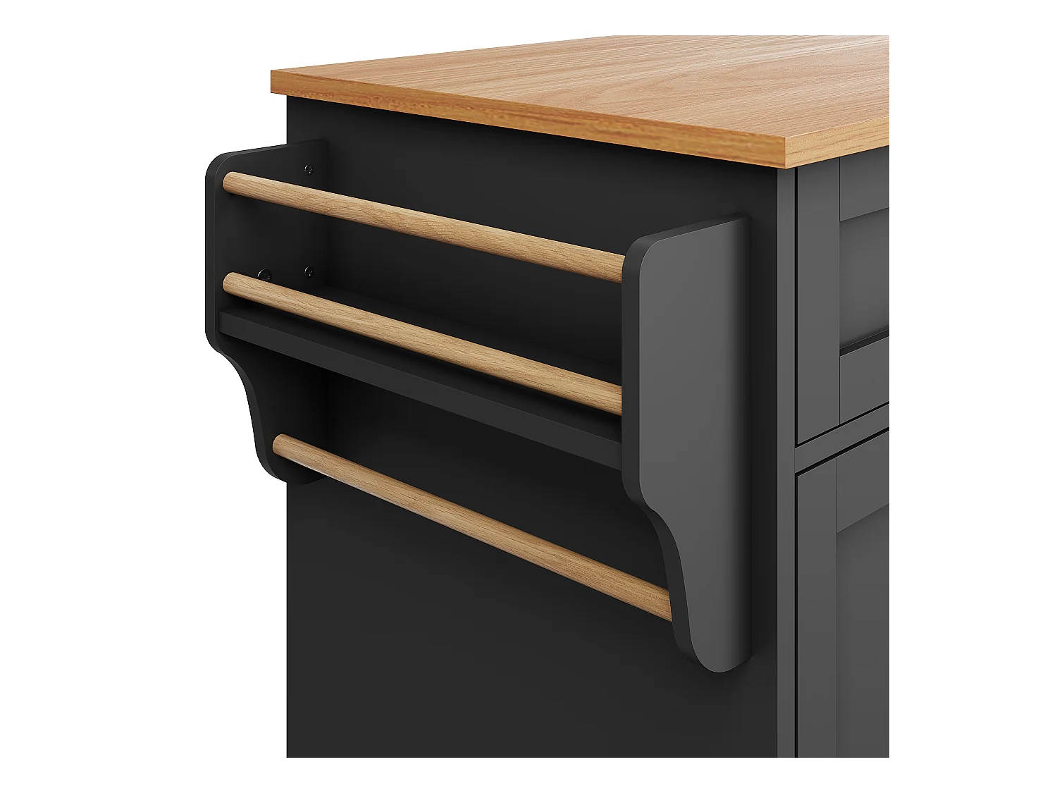 Desserte de cuisine mobile en bois 134x46x92 cm 1 porte et 5 tiroirs buffet avec rangement - noir