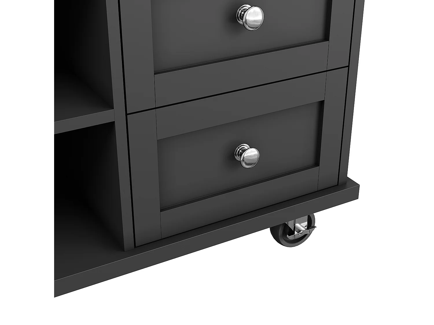 Desserte de cuisine mobile en bois 134x46x92 cm 1 porte et 5 tiroirs buffet avec rangement - noir