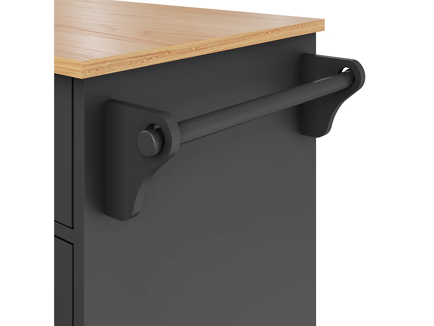 Desserte de cuisine mobile en bois 134x46x92 cm 1 porte et 5 tiroirs buffet avec rangement - noir