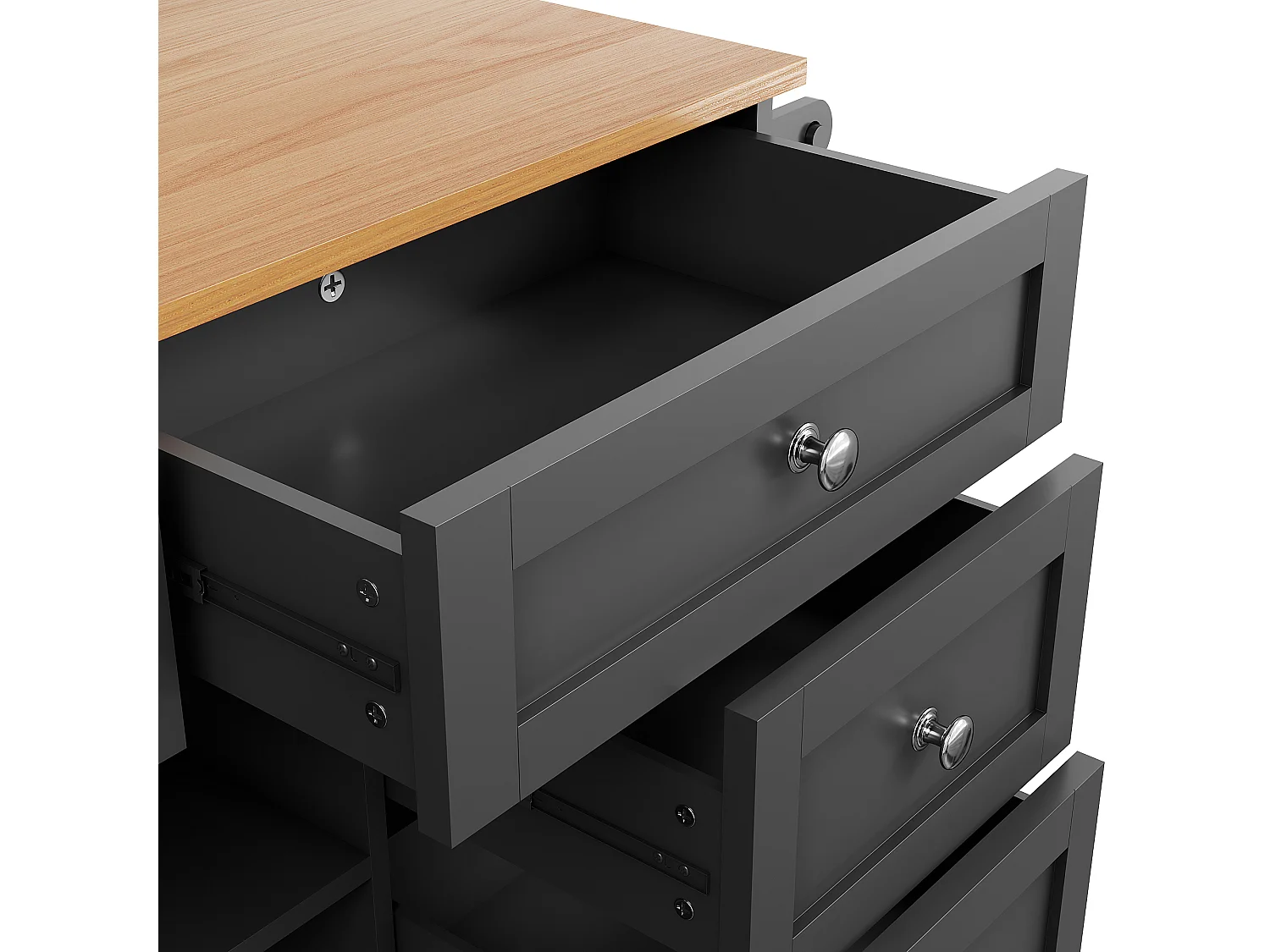 Desserte de cuisine 134x46x92 cm, usage mobile ou fixe, rangements multiples, MDF noir