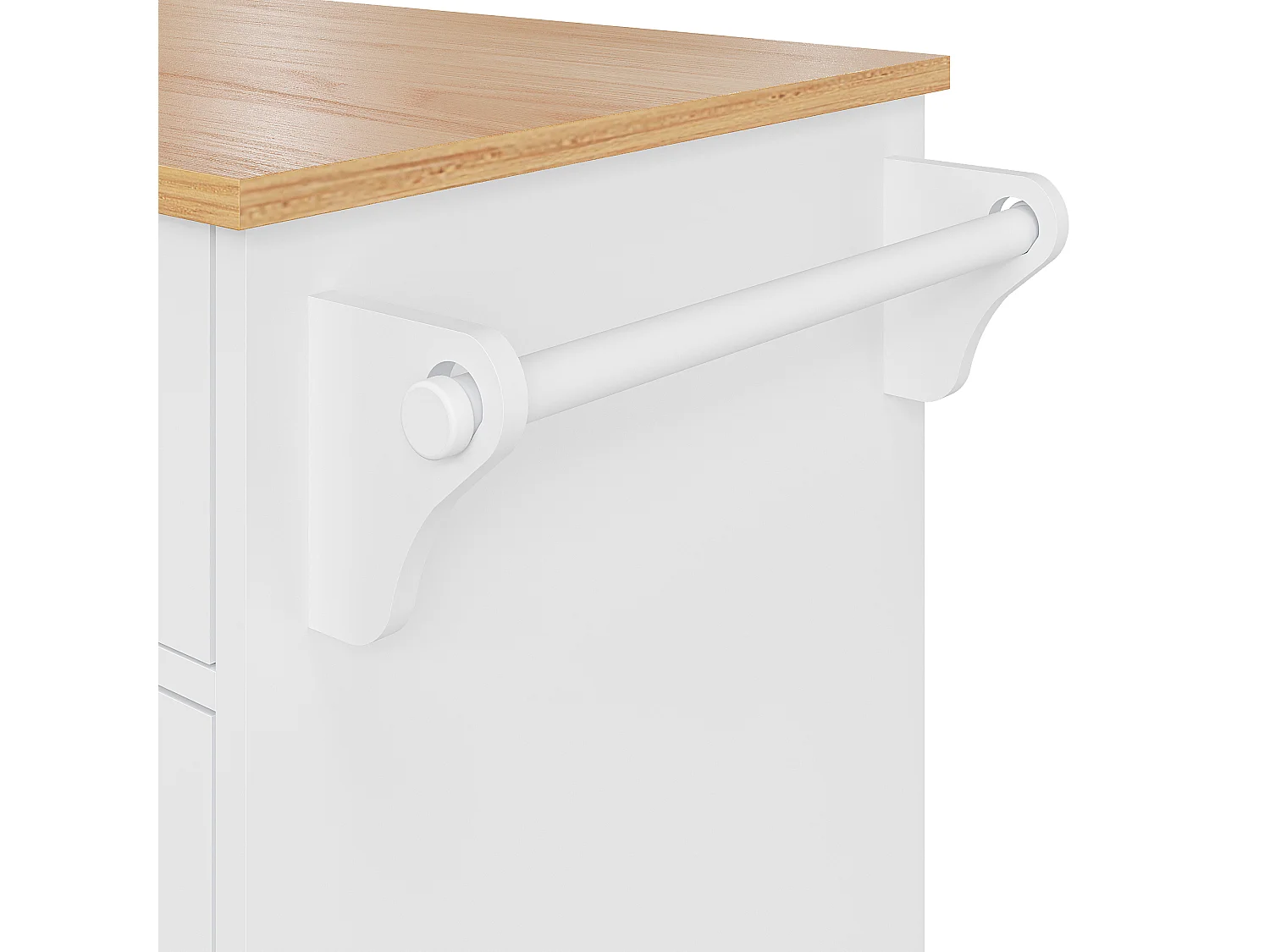 Desserte de cuisine 134x46x92 cm mobile en bois 1 porte et 5 tiroirs buffet avec rangement- blanc