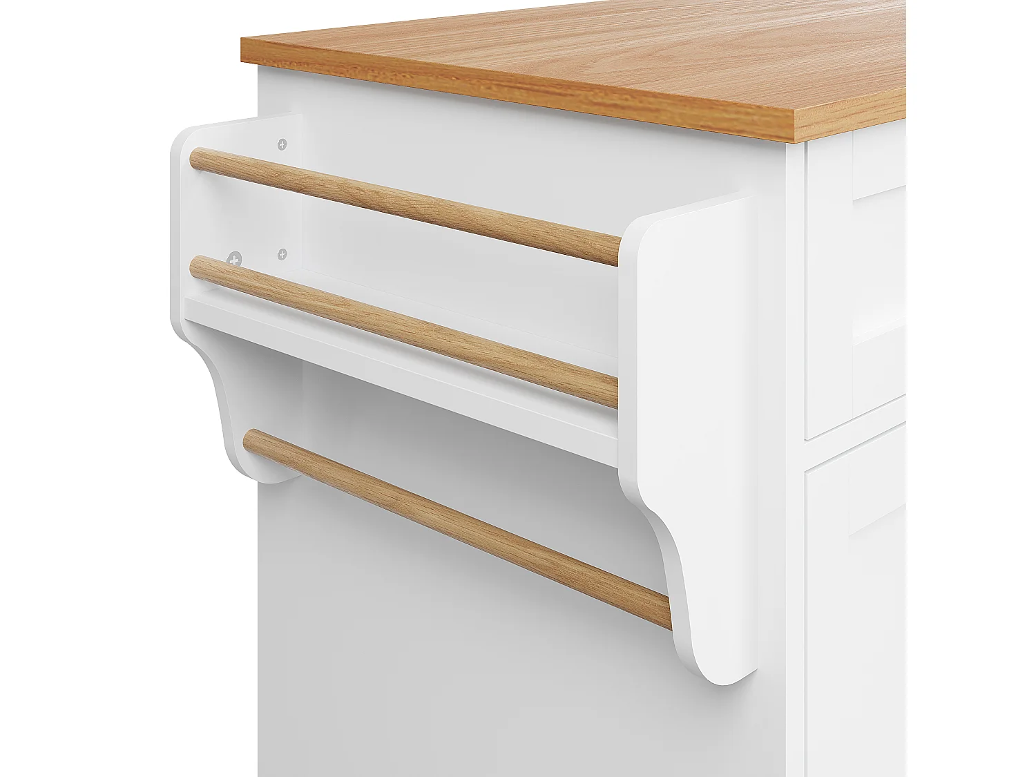 Desserte de cuisine 134x46x92 cm mobile en bois 1 porte et 5 tiroirs buffet avec rangement- blanc