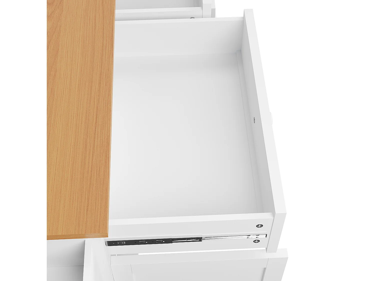 Desserte de cuisine 134x46x92 cm, mobile ou fixe, rangement multifonction, MDF blanc