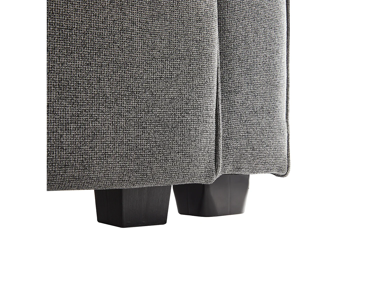 Canapé droit 4 places avec console - 2 porte-gobelets et USB - poches latérales et 4 oreillers - tissu lin - gris foncé