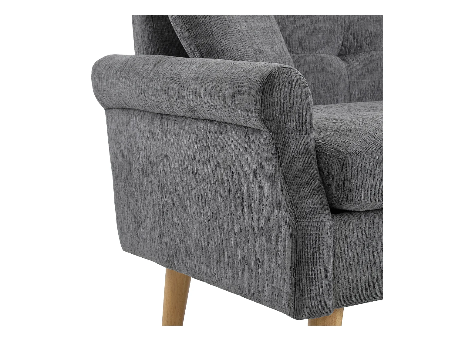 Canapé 2 places moderne en chenille - pieds en bois - design épuré avec coussins moelleux - gris