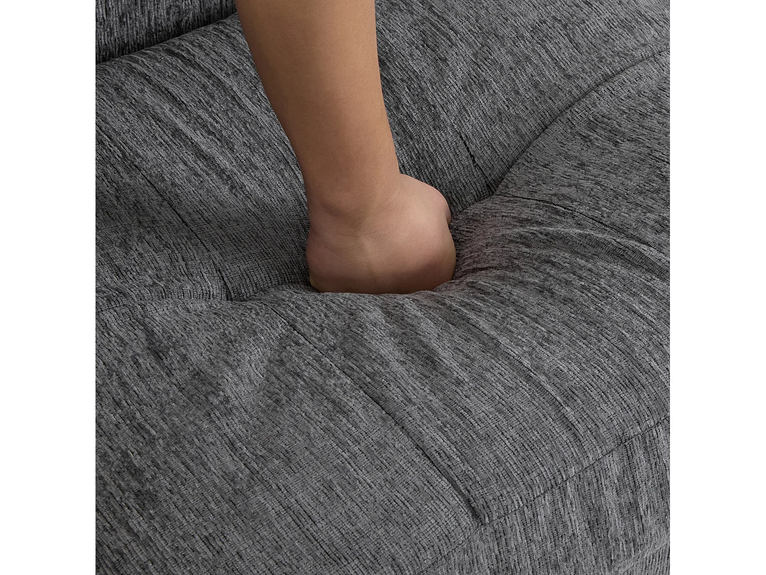 Canapé 2 places 162x74x77 cm, coussin d’assise 15 cm, pieds 20 cm, chenille gris