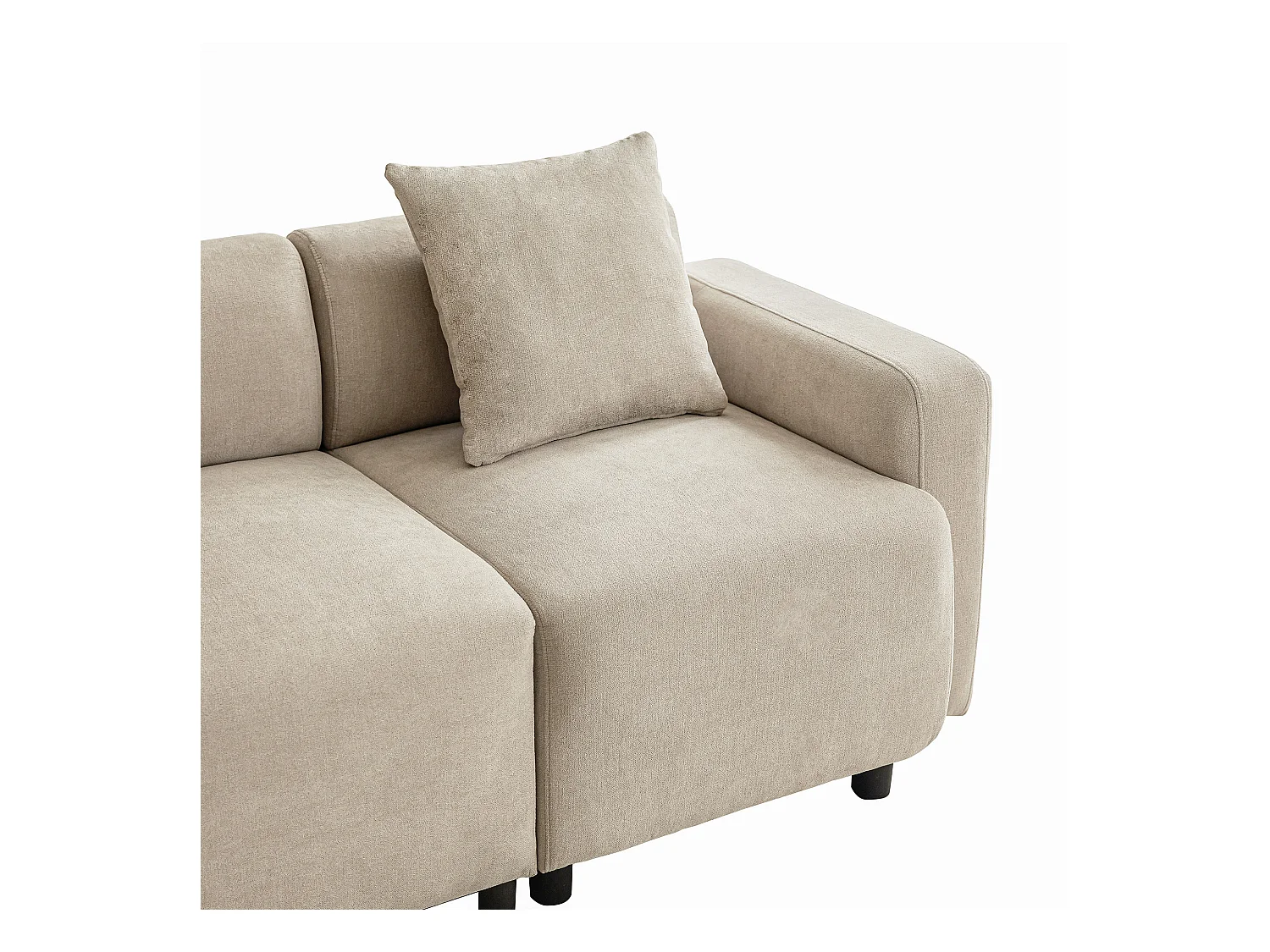 Canapé droit 3 places avec coussins - tissu chenille - meuble de salon - canapé moderne - beige