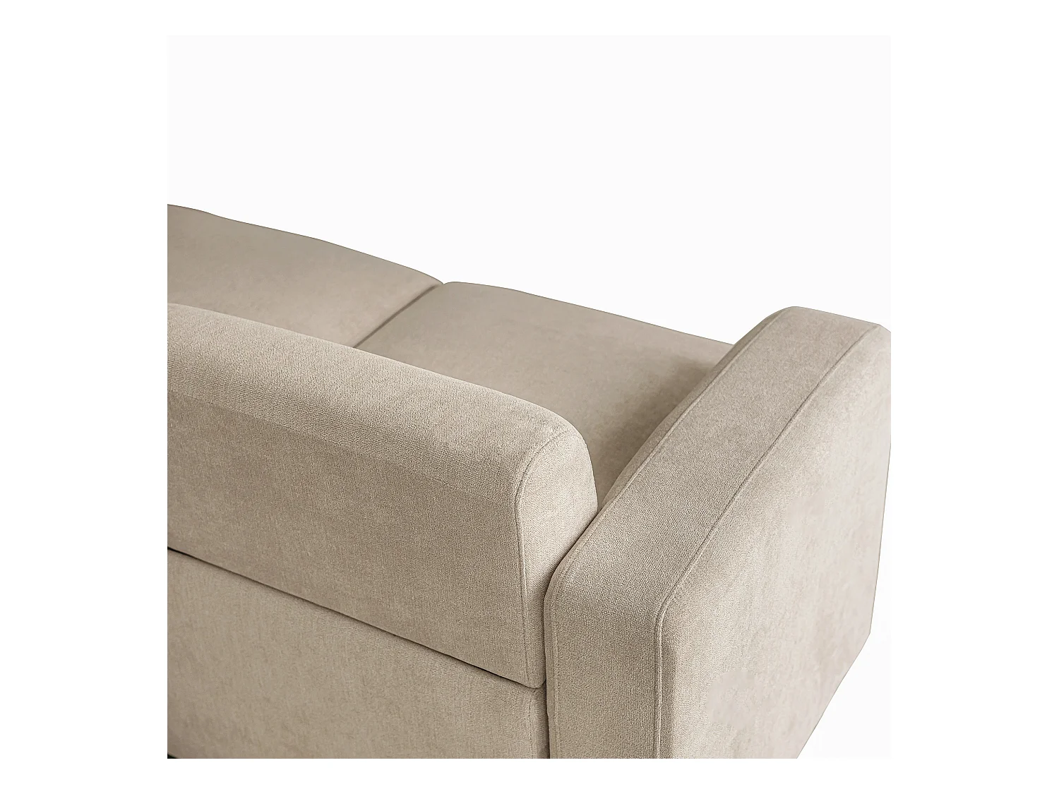 Canapé droit 3 places avec coussins - tissu chenille - meuble de salon - canapé moderne - beige