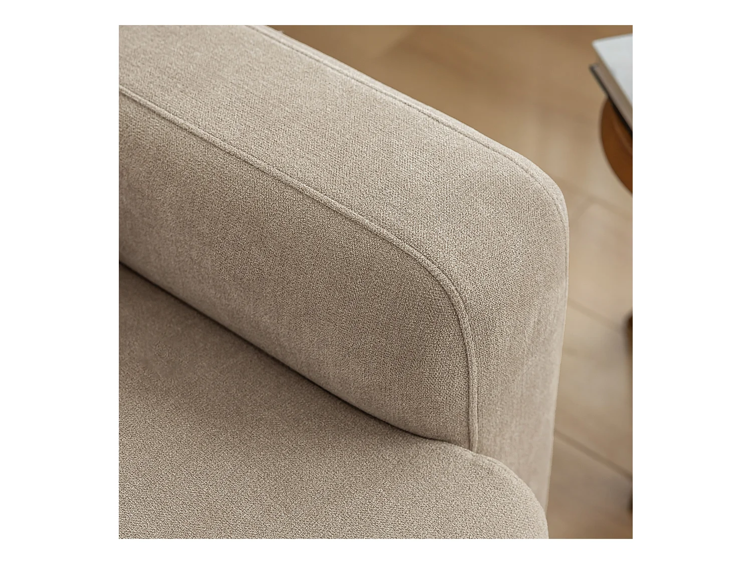 Canapé droit 3 places avec coussins - tissu chenille - meuble de salon - canapé moderne - beige