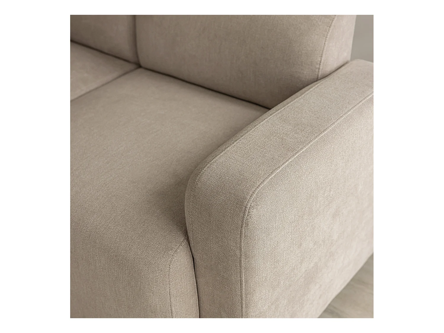 Canapé droit 3 places avec coussins - tissu chenille - meuble de salon - canapé moderne - beige