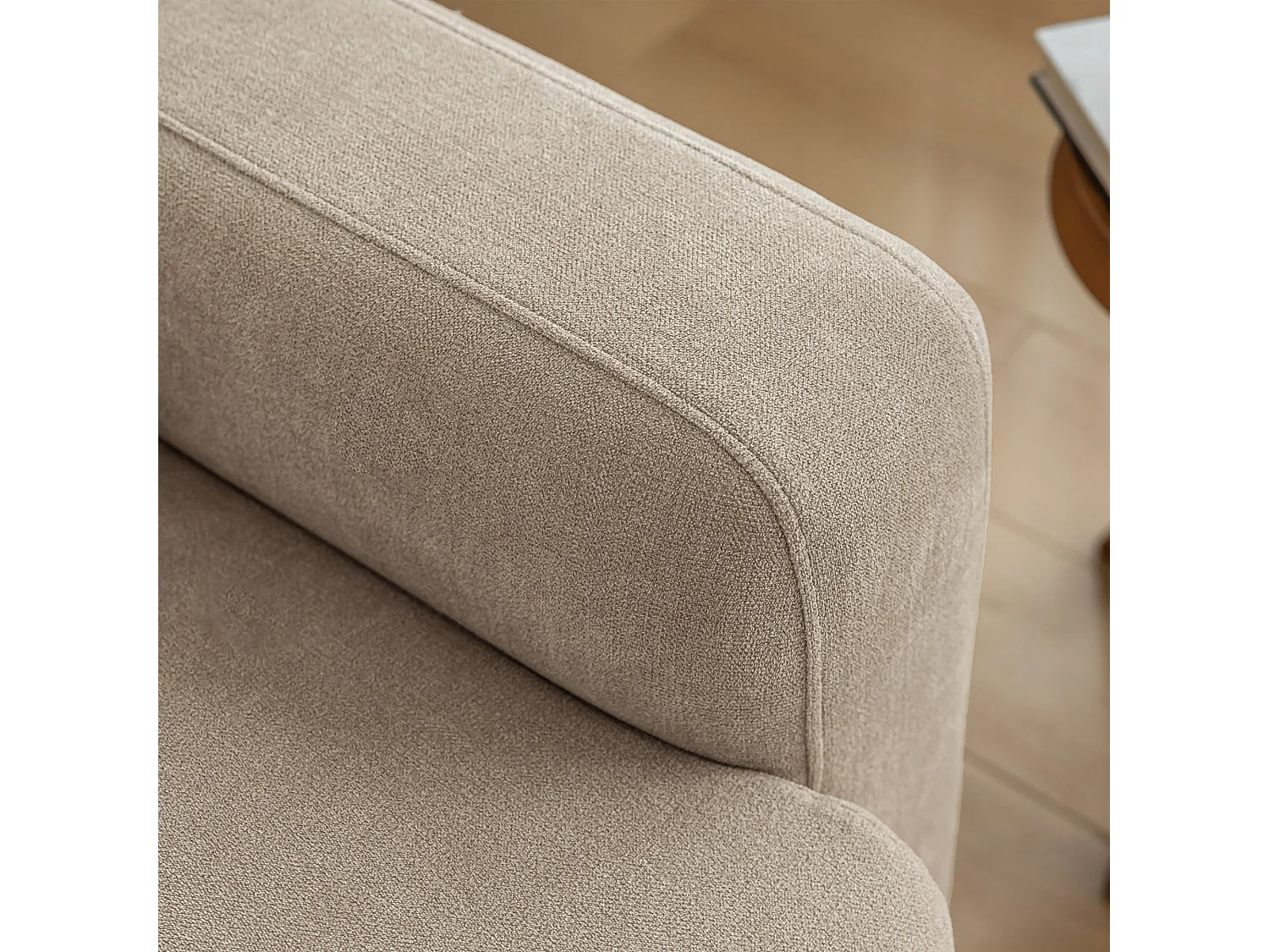 Canapé droit 3 places avec coussins - tissu chenille - meuble de salon - canapé moderne - beige