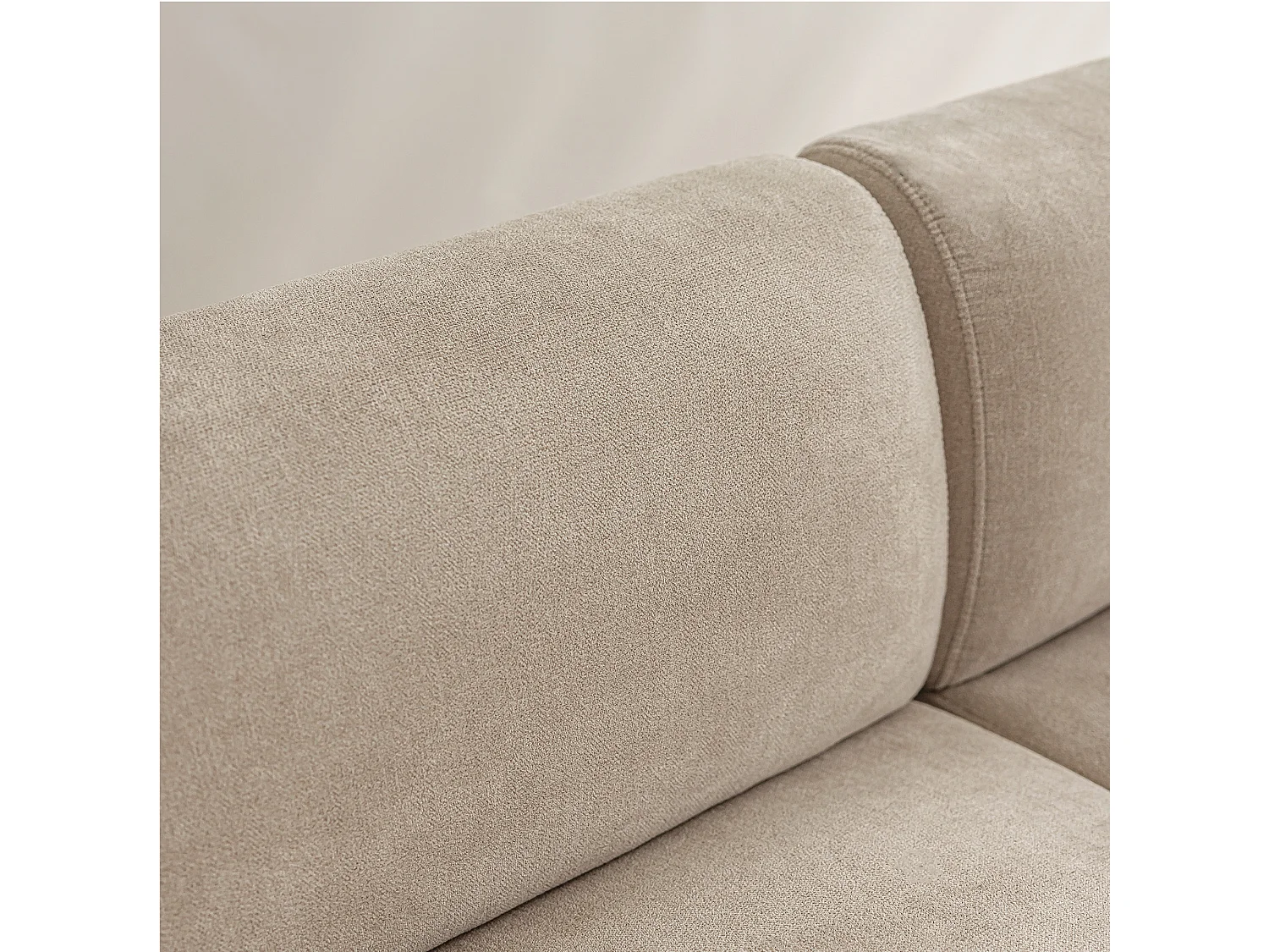 Canapé droit 3 places avec coussins - tissu chenille - meuble de salon - canapé moderne - beige