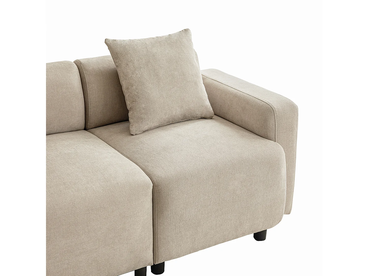 Canapé 3 places 211x67x71 cm, assise extra large, coussins inclus, chenille beige