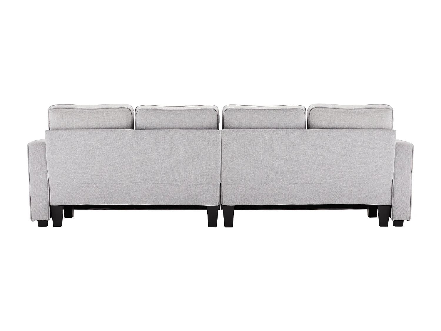 Canapé droit 4 places moderne avec accoudoirs et coussins - en tissu lin - meuble salon - gris