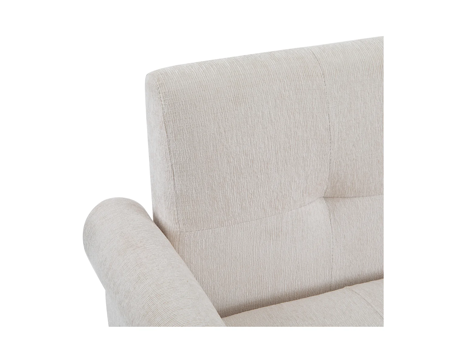 Canapé 2 places moderne en chenille - pieds en bois - design épuré avec coussins moelleux - beige