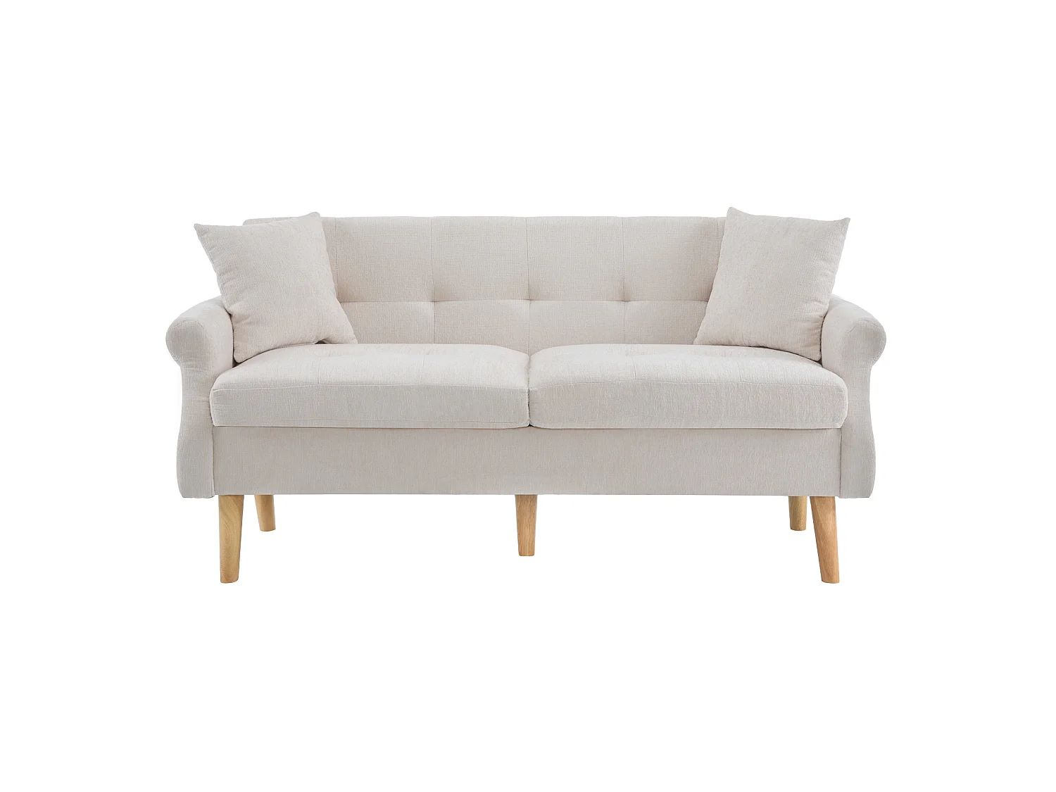 Canapé 2 places en tissu moelleux beige