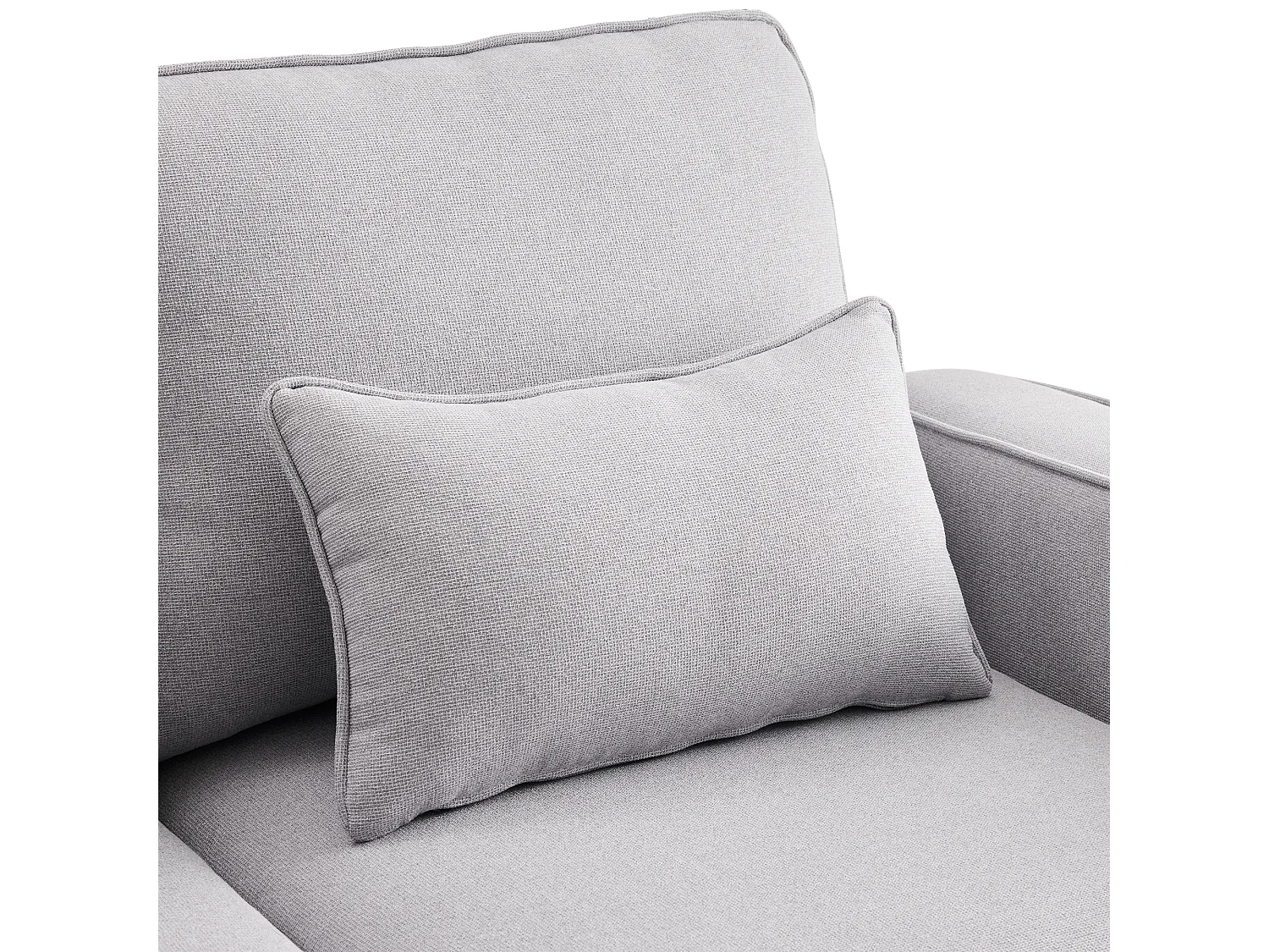 Canapé droit 4 places avec console - 2 porte-gobelets et USB - poches latérales et 4 oreillers - tissu lin - gris