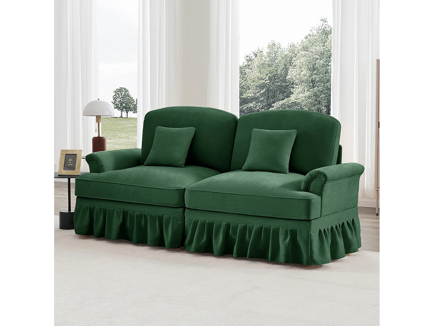 Canapé Siège segmenté Mousse haute densité Modulable Tissu chenille Vert