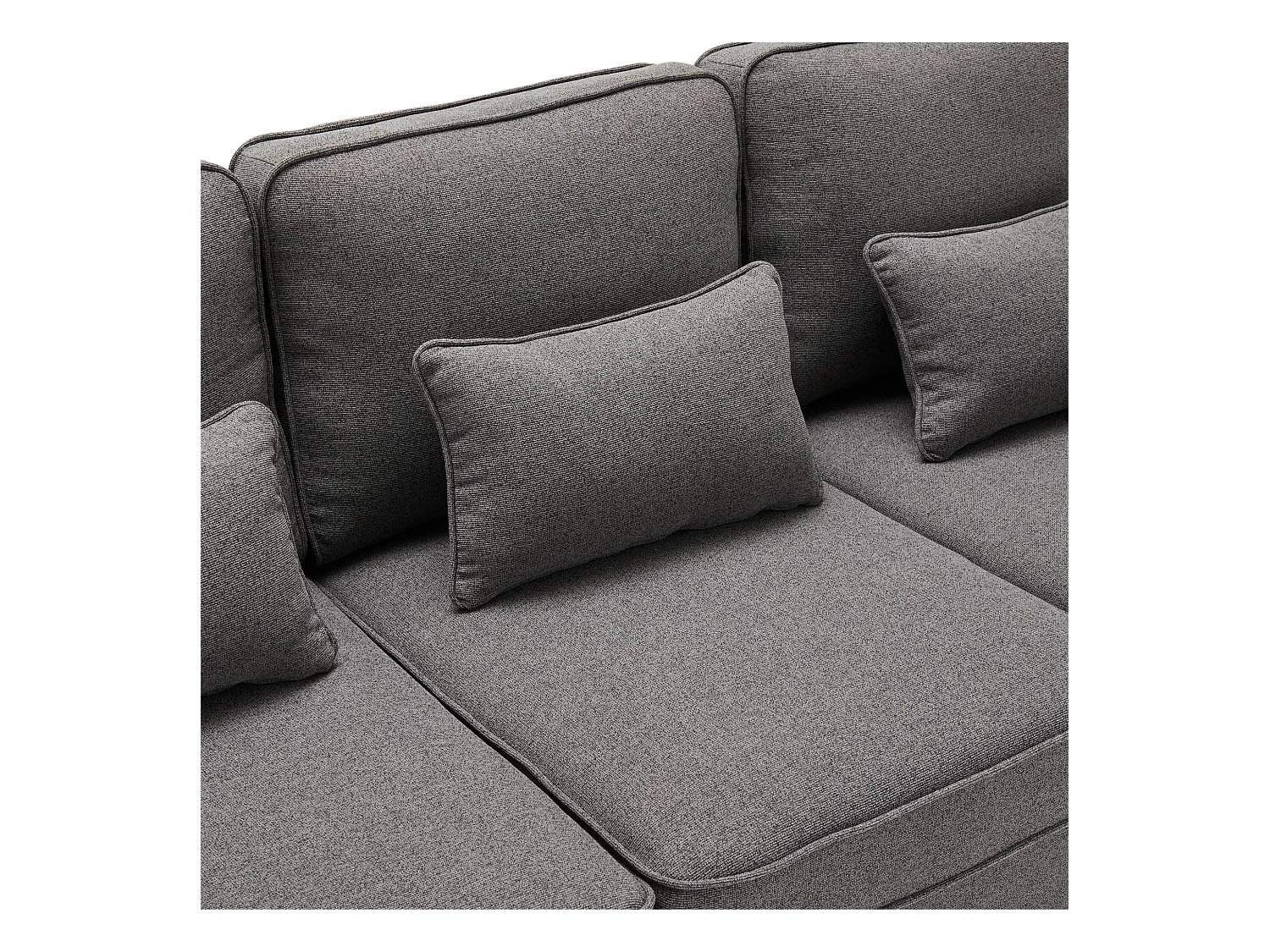 Moderne 4-zits rechte bank met armleuningen en kussens - in linnen stof - woonkamermeubel - donkergrijs