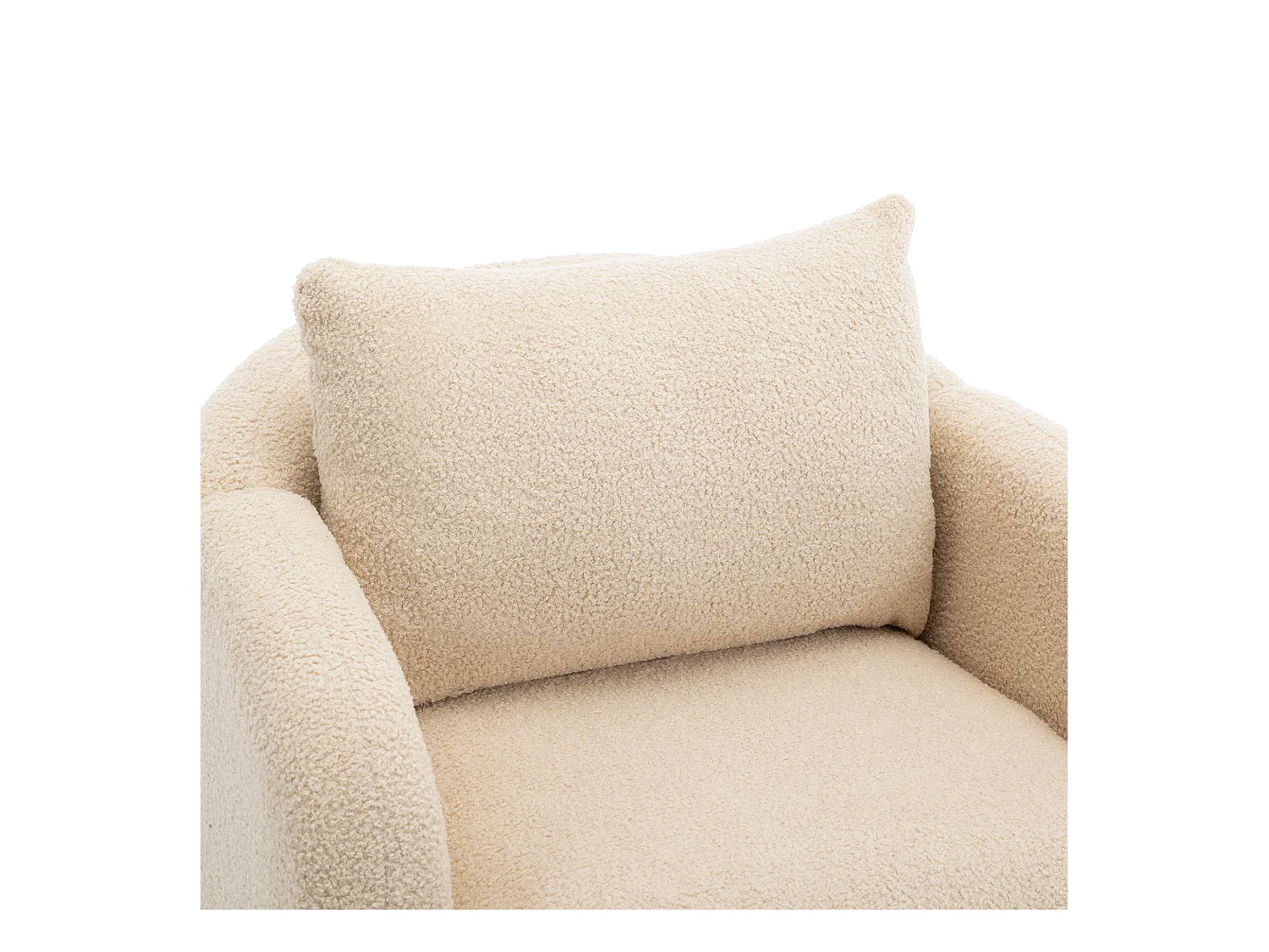 Chaise à manger en velours teddy - chaise individuelle avec pieds en bois - coussin épais - beige