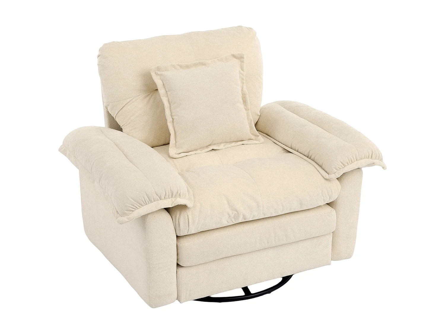 Fauteuil 116x84x96cm rotation à 360° avec coussin de support en beige pour chambre salon et chambre d'enfants