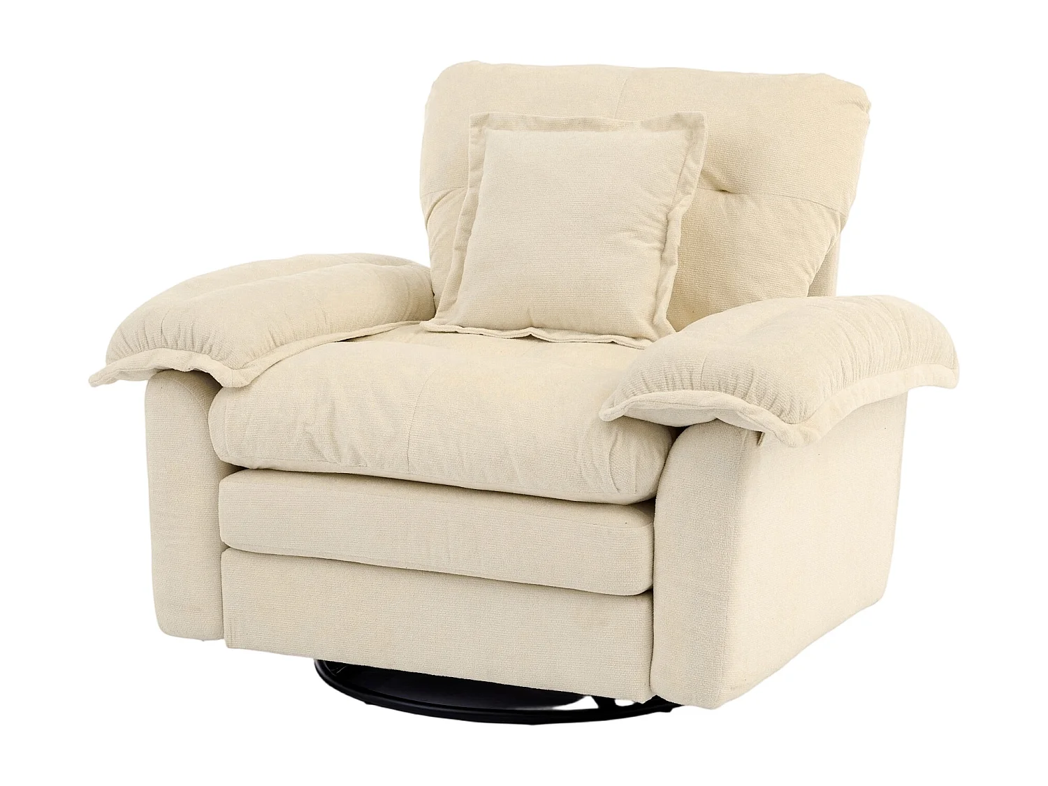 Draaifauteuil 360°, soepele rotatie, ondersteuningskussen, dubbellaagse zitting, gevuld, beige