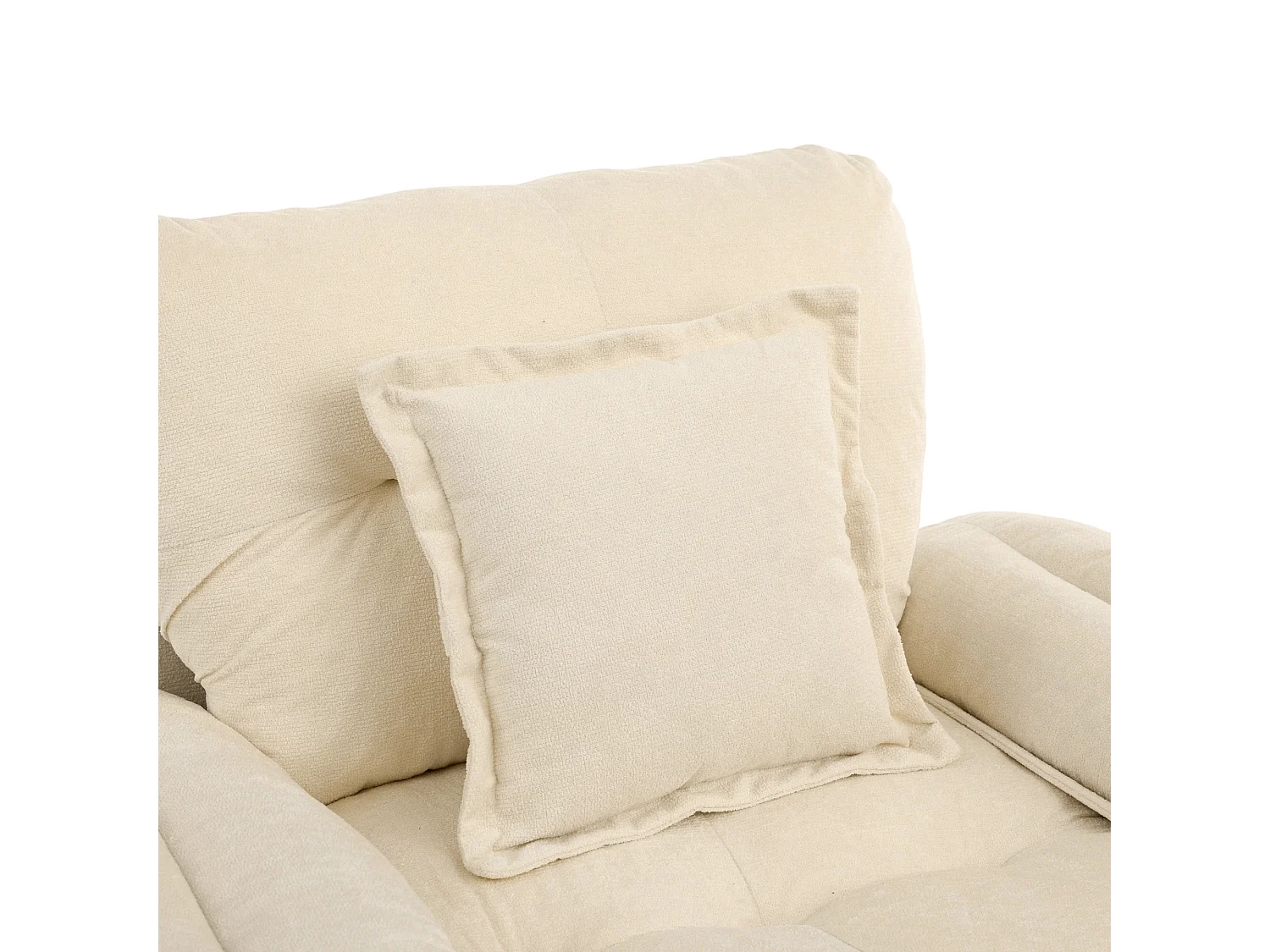 Draaifauteuil 360°, soepele rotatie, ondersteuningskussen, dubbellaagse zitting, gevuld, beige