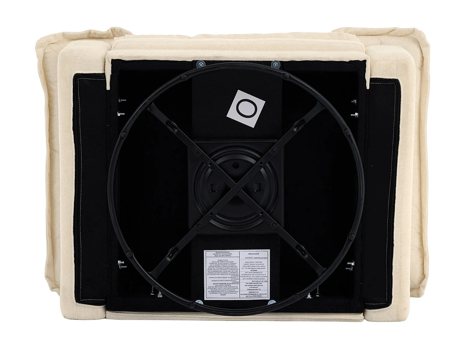 Draaifauteuil 360°, soepele rotatie, ondersteuningskussen, dubbellaagse zitting, gevuld, beige