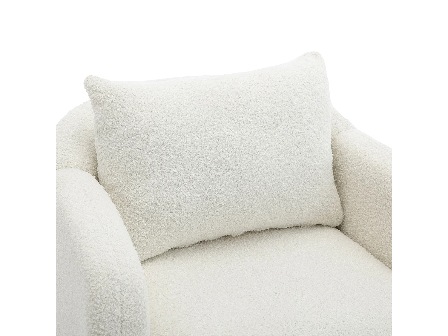Chaise à mangeren velours teddy - chaise individuelle avec pieds en bois - coussin épais - blanc