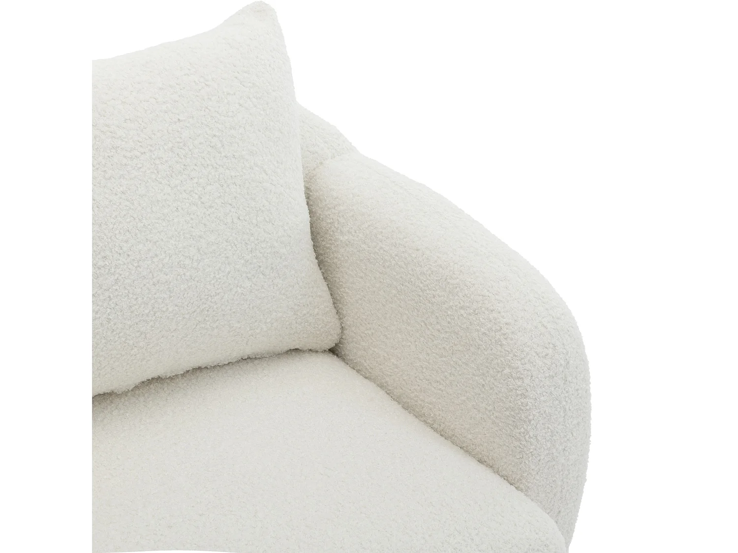 Chaise à mangeren velours teddy - chaise individuelle avec pieds en bois - coussin épais - blanc