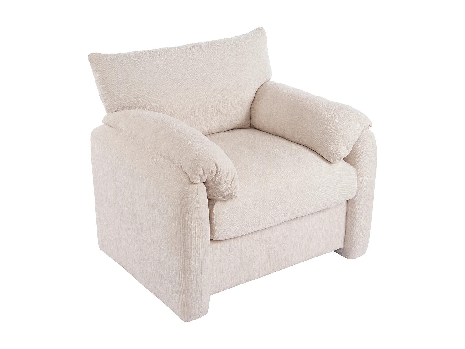 Fauteuil 96x82x84 cm, assise extra large, coussins daccoudoirs, tissu chenille, beige