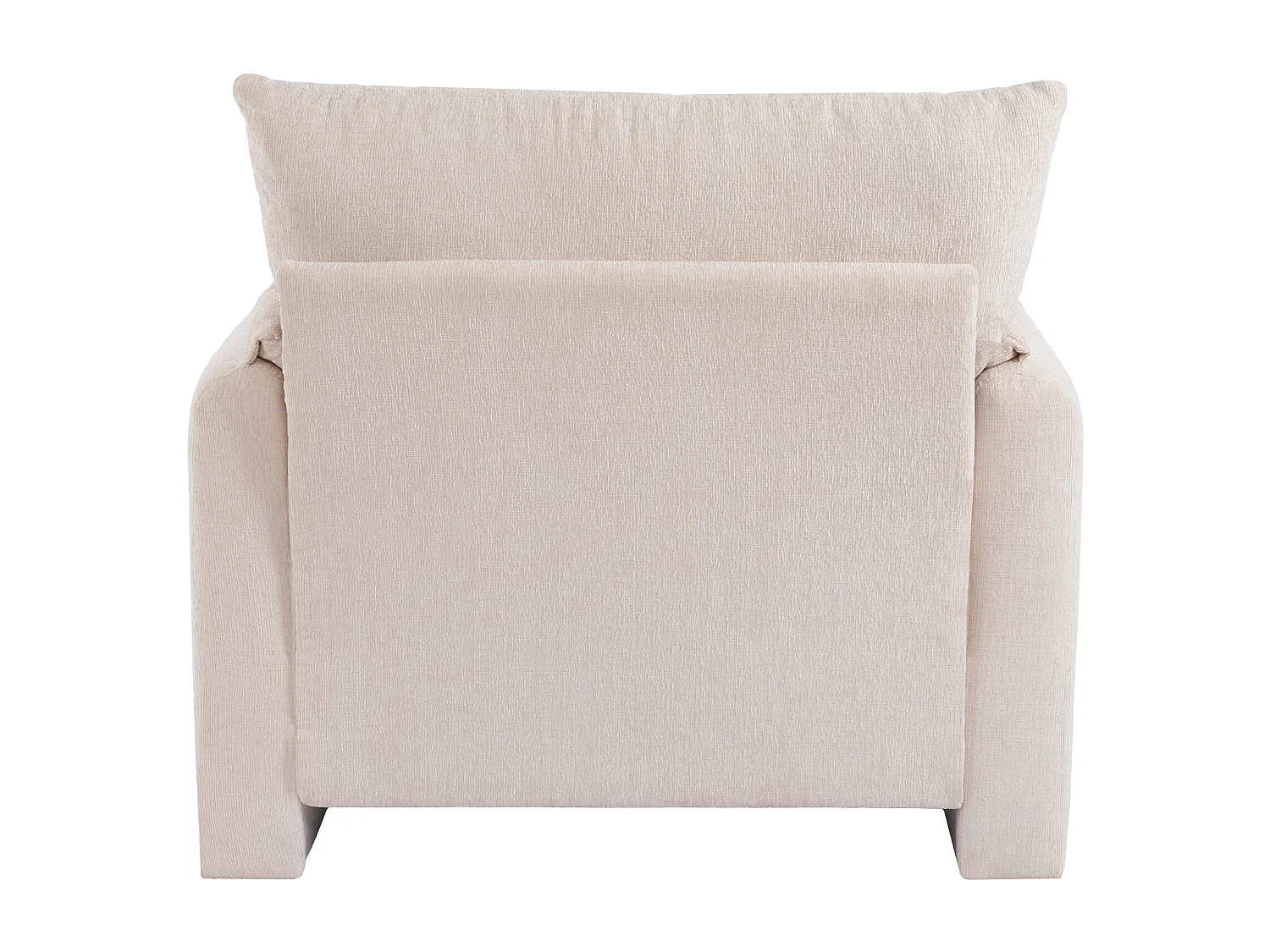 Fauteuil 96x82x84 cm, assise extra large, coussins daccoudoirs, tissu chenille, beige