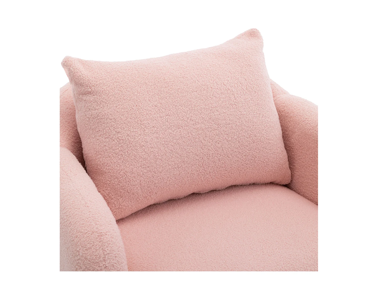 Chaise à mangeren en velours teddy - chaise individuelle avec pieds en bois - coussin épais - rose