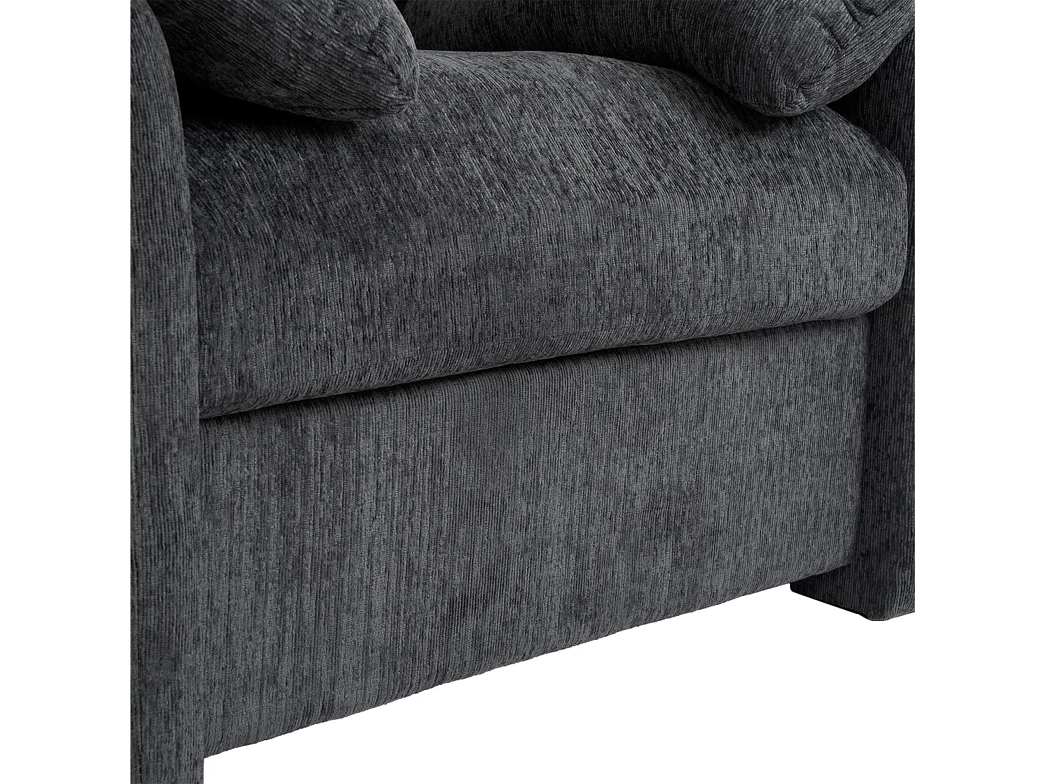 Fauteuil en chenille - canapé rembourré - siège de détente pour salon et chambre - gris