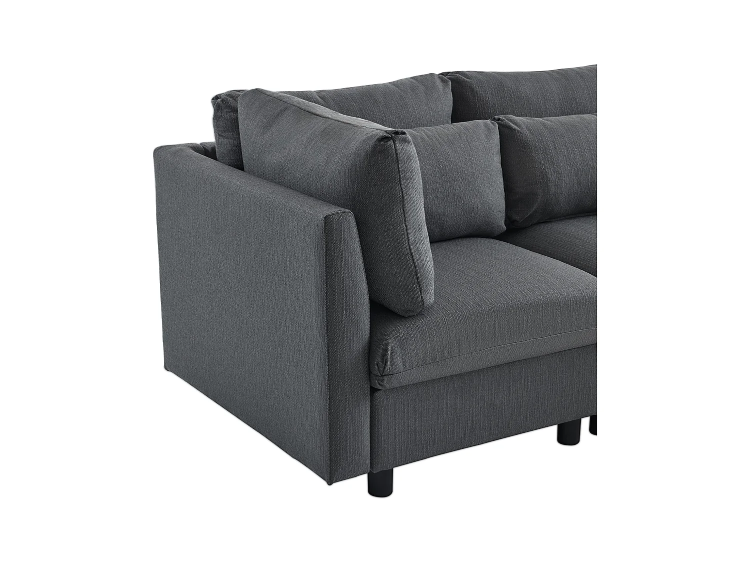 Canapé d'angle 3 places avec repose-pieds - tissu lin - meuble salon - canapé moderne-gris