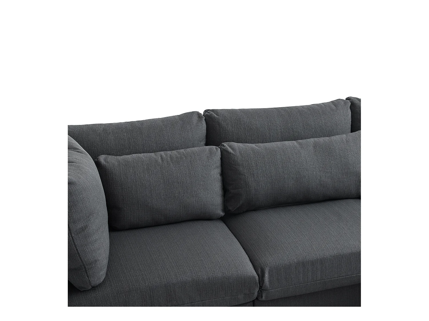 Canapé d'angle 3 places avec repose-pieds - tissu lin - meuble salon - canapé moderne-gris