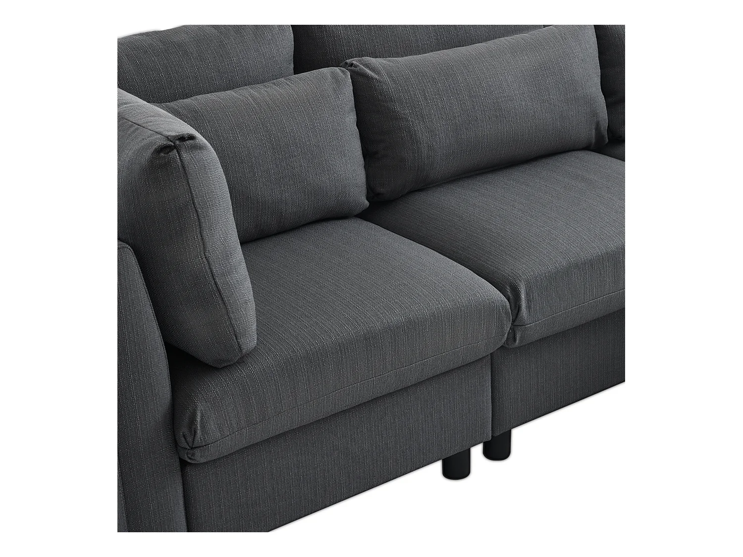 Canapé d'angle 3 places avec repose-pieds - tissu lin - meuble salon - canapé moderne-gris