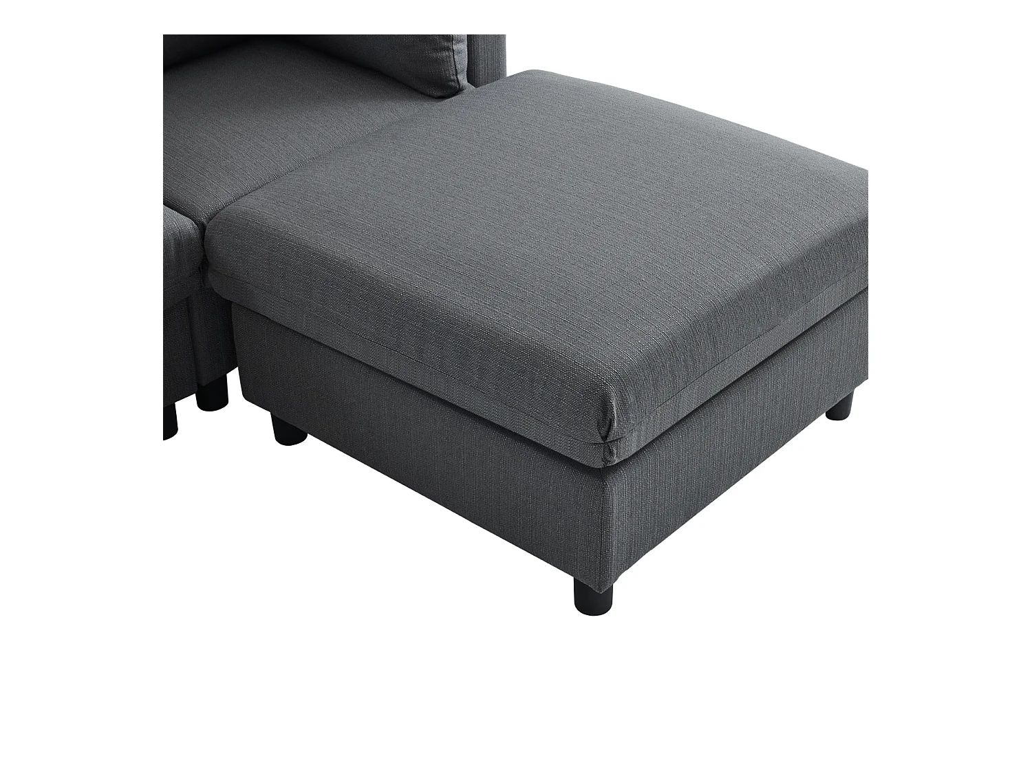 Canapé d'angle 3 places avec repose-pieds - tissu lin - meuble salon - canapé moderne-gris