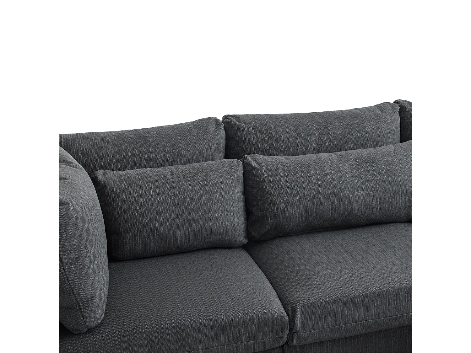 Canapé d'angle 3 places avec repose-pieds - tissu lin - meuble salon - canapé moderne-gris