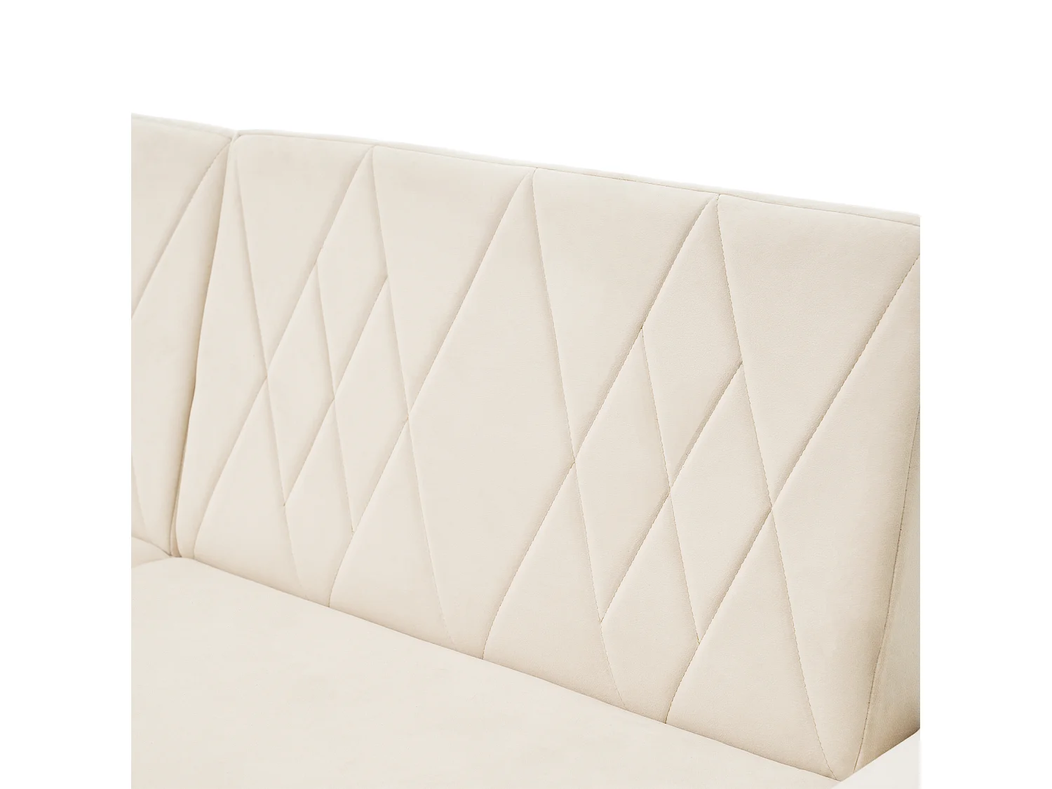 Sofá cama de terciopelo de 2 plazas - respaldo regulable con cojines suaves - patas de madera - beige