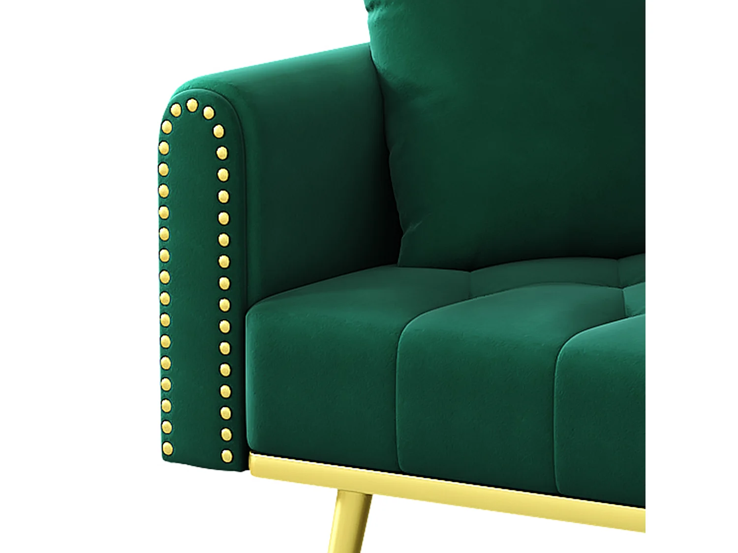 Slaapbank modern verstelbare rugleuning 3 standen fluweel metalen pootjes goud Groen (Zonder matras)