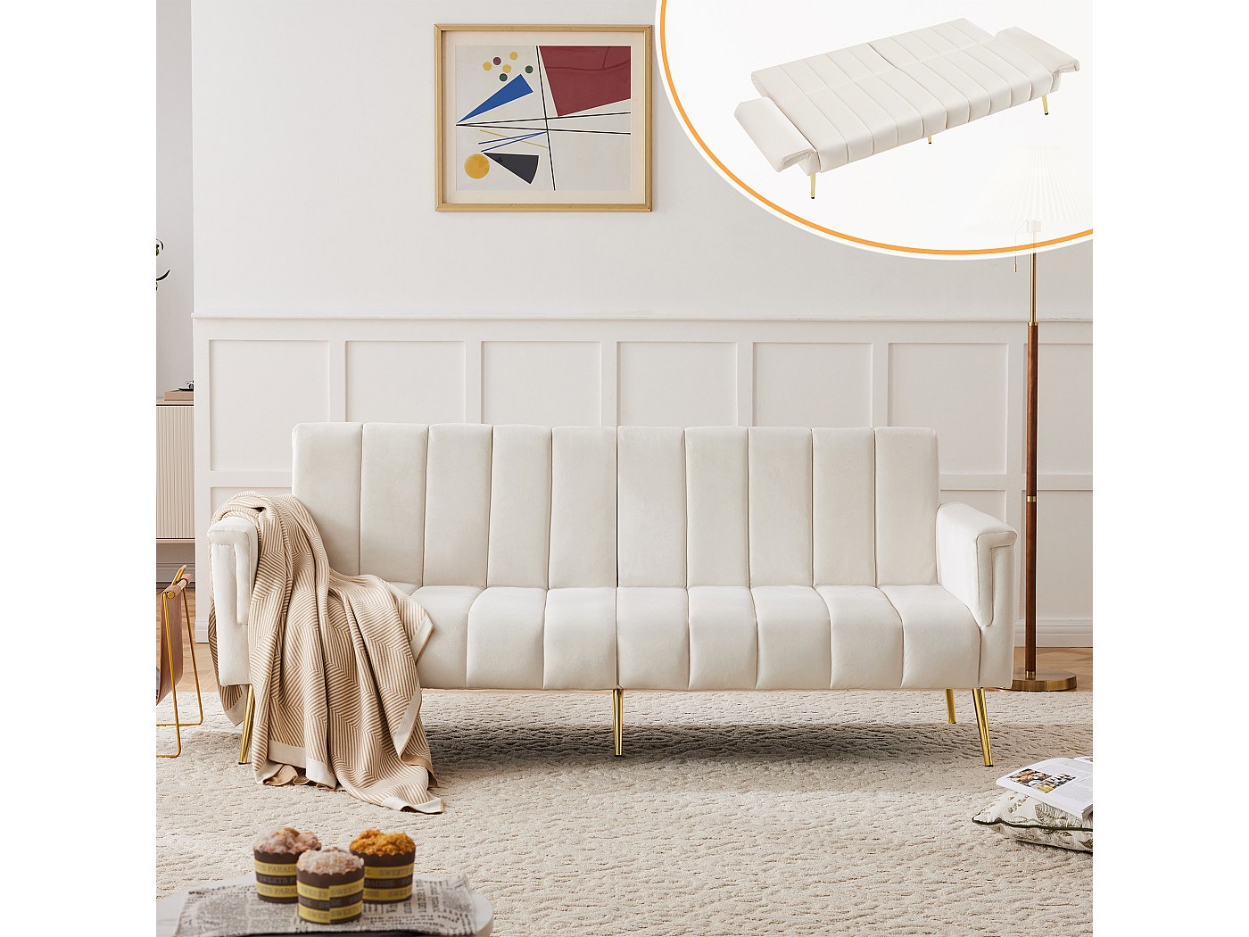 Fauteuil Convertible 3 En 1 Avec Fonction Couchage, Canapé-lit Pliant, Chaise Longue, Siège