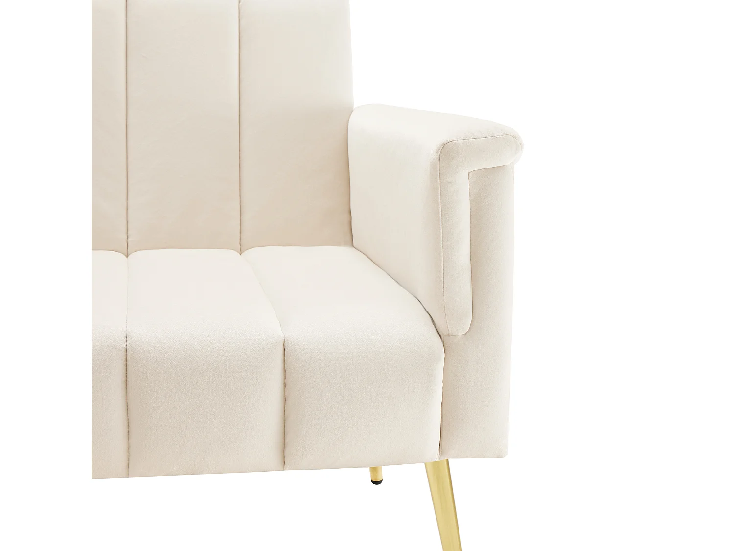 Canapé convertible avec fonction couchage en velours - pieds en métal - pour salon, chambre - beige