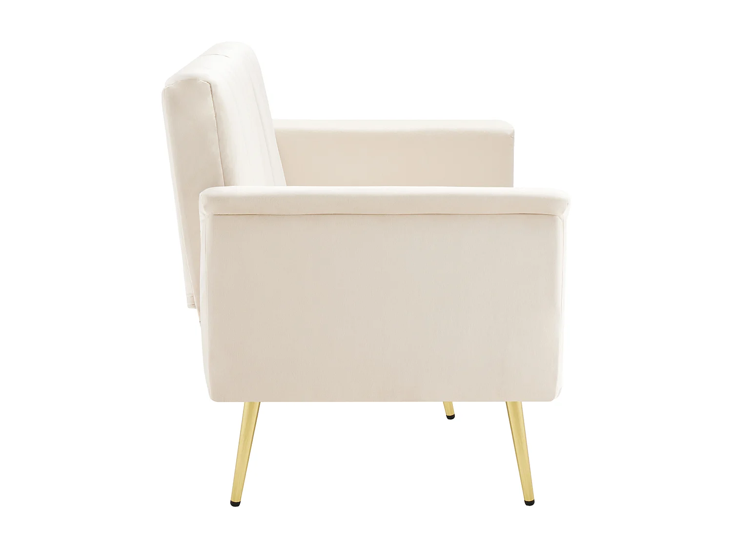 Canapé convertible avec fonction couchage en velours - pieds en métal - pour salon, chambre - beige