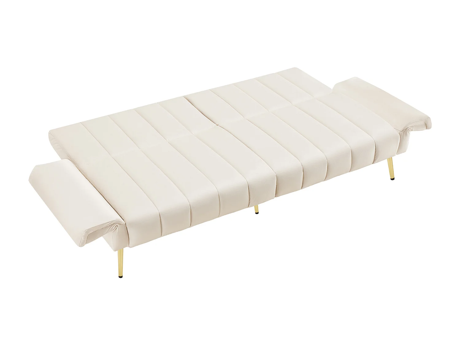 Canapé convertible avec fonction couchage en velours - pieds en métal - pour salon, chambre - beige