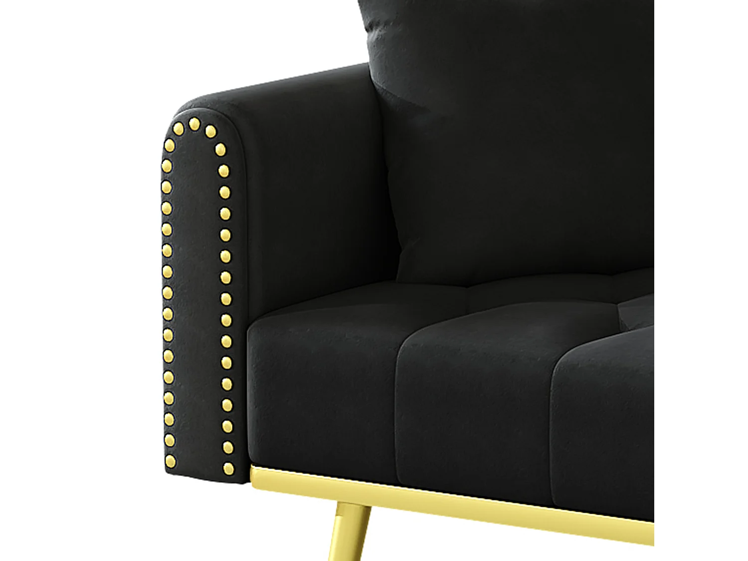 Canapé convertible élégant polyvalent assise haute densité mousse velours noir montage facile 2 colis (Sans matelas)