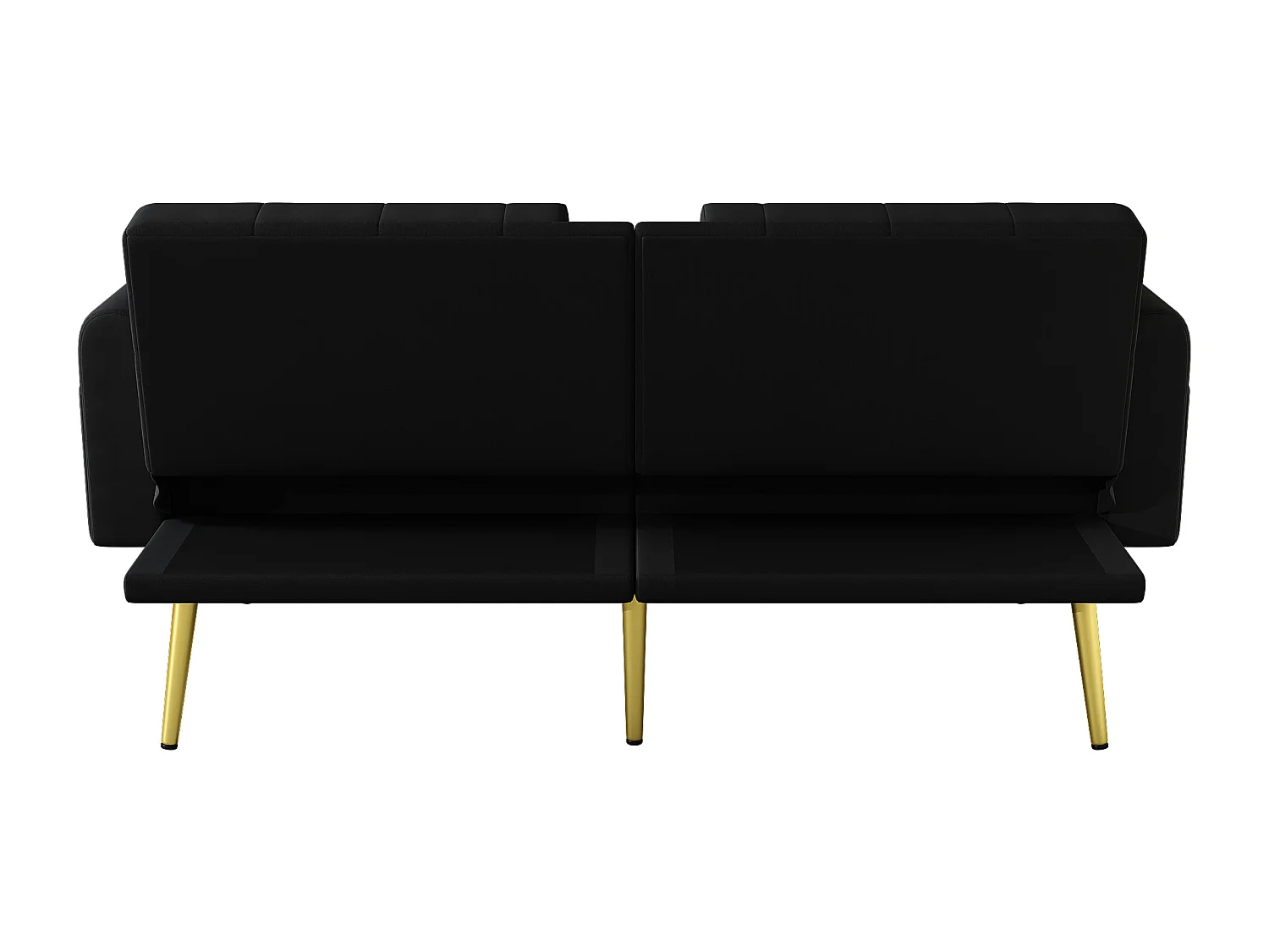 Canapé convertible élégant polyvalent assise haute densité mousse velours noir montage facile 2 colis (Sans matelas)